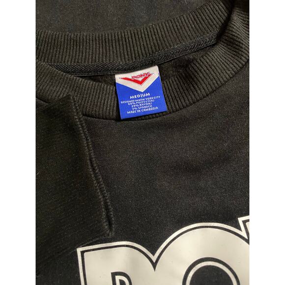 PONY Black White Spellout Crewneck Oversized Cropped Sweatshirt MEDIUM Retro - Picture 5 of 6